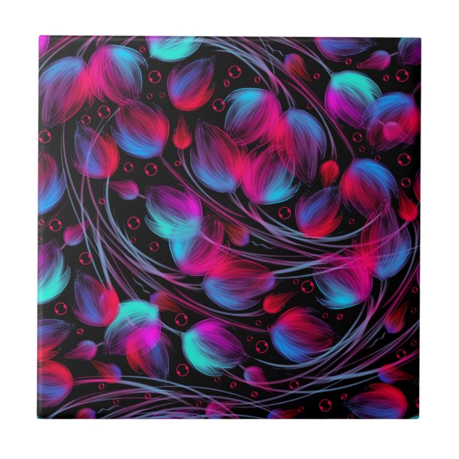 Neon Abstrato, Turquesa Preta, Rosa, Moderna (Frente)
