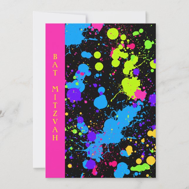 Neon, Bat Mitzvah, Convite Personalizado (Frente)