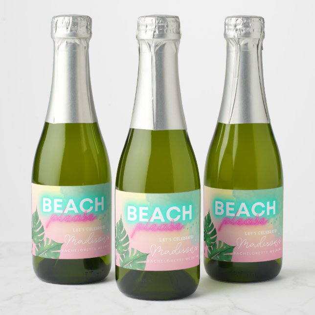 Neon Beach Por Favor Bachelorette Tropical Gradien (Garrafas)