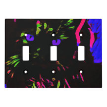 Neon Black Cat com olhos brilhantes