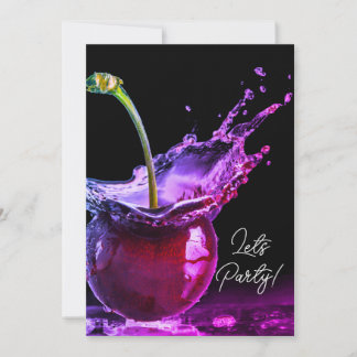 Neon Black Cherry Convite de festas