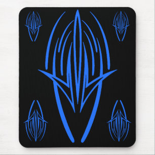 Neon Blue Tribal Design no Mousepad Negro