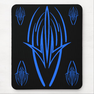 Neon Blue Tribal Design no Mousepad Negro