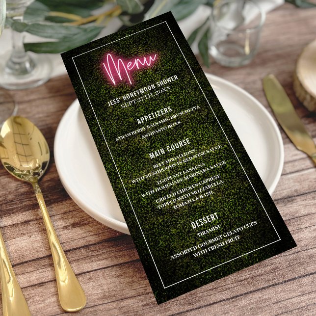 Neon Boxwood Greenery Party Chá Menu Casamento (Criador carregado)