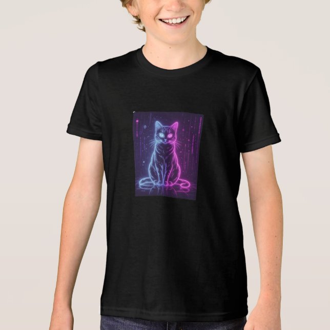 **Neon Cat Design – Glowing Futuristic Feline Art* (Frente)