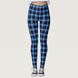 Neon Cerulean Blue Xadrez Leggings Punk Gótico Emo
