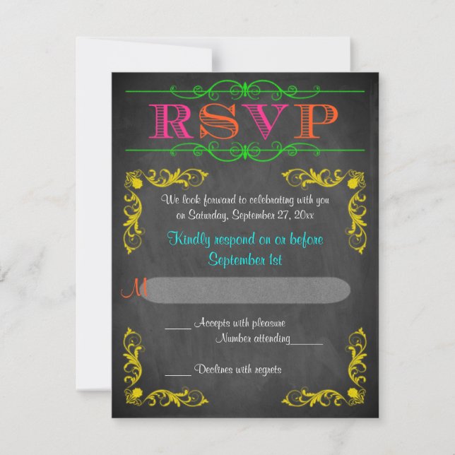 Neon Chalkboard Bat Mitzvah RSVP (Frente)