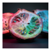 Neon Citrus Exotic Fruit Art Poster II | Vibrant P