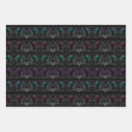 Neon Colorido, Rosas Abstrato no fundo preto 