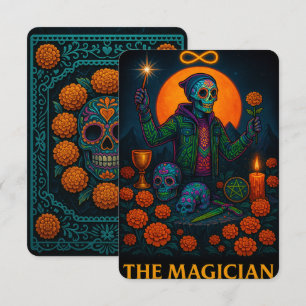 Neon Dia de los Muertos O Cartão Tarot Mágico