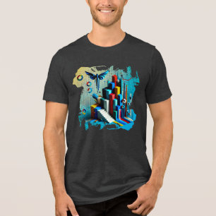 Neon Dreamscape - Digital Art T-Shirt