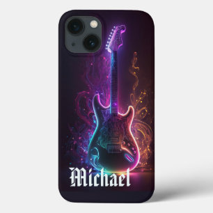 Neon Electric Guitar Music Nome Personalizado