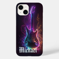Neon Electric Guitar Music Nome Personalizado