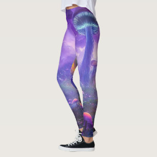 Neon Fantasy Mushroom Leggings