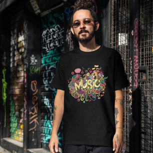 Neon Floral Music Note Shirt - Sublimação Colorida