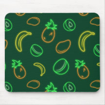 Neon Fruit Pattern Mouse Pad – Tropical Aesthetic