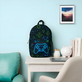 Neon Gamer Backpack - Nome Personalizado