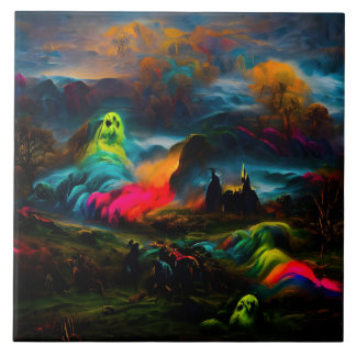 Neon Ghosts em uma paisagem fantasia assombrada