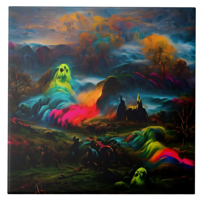 Neon Ghosts em uma paisagem fantasia assombrada (Frente)