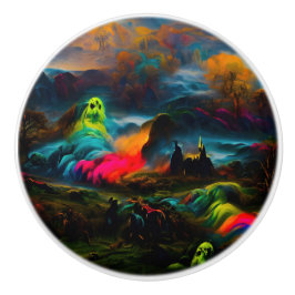 Neon Ghosts em uma paisagem fantasia assombrada
