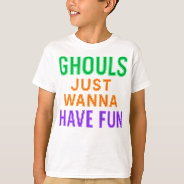 Neon Ghouls Só Quer Divertir-Se Na Camisa De Hallo (Frente)