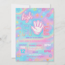 Neon Glow Alto Cinco Convites de aniversário