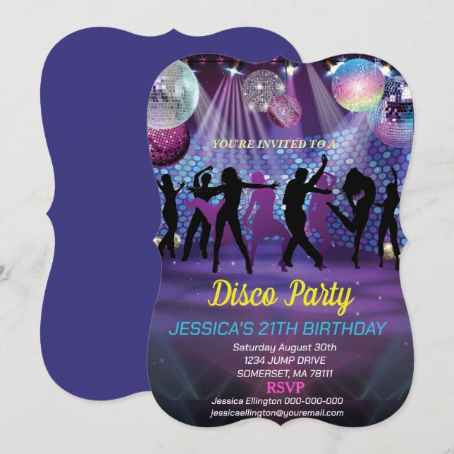 Neon Glow Disco Dance Festa de aniversário (Frente/Verso)