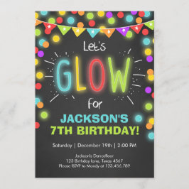 Neon Glow no convite de aniversário escuro