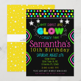 Neon Glow no convite do Partido do Aniversário de 