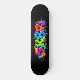 Neon Graffiti SK8R Skateboard Arte Colorido do Ska
