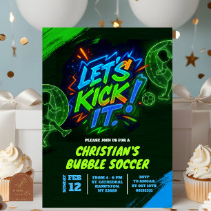 Neon Grafite Teenager Bubble Soccer Convite