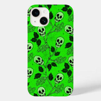 Neon Green Floral Gothic Skull