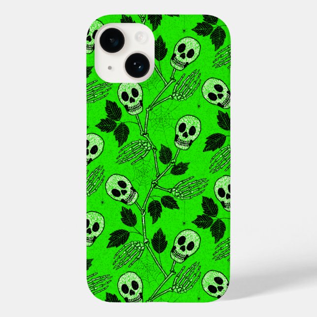 Neon Green Floral Gothic Skull  (Verso)