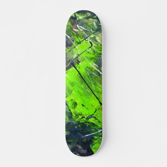 Neon Green Jungle Grunge Abstract Skateboard (Frente)