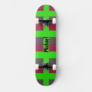 Neon Green Preppy Skateboard Simulada Cinza Vermel