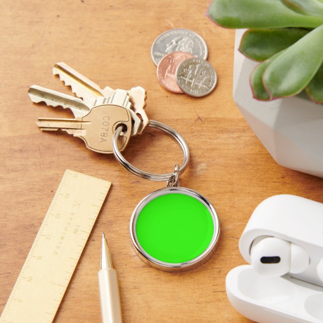 Neon Green Round Metal Chaveiro (Mesa)
