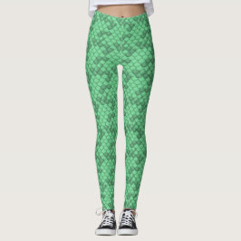 Neon Green Smermaid Scale Leggings Ariel Inspirada