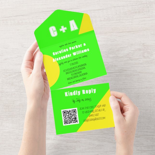 Neon Green Yellow Retro Modern Bold Elegante (Aba destacável)
