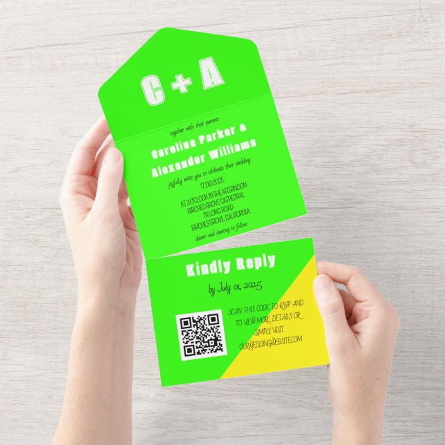 Neon Green Yellow Retro Modern Bold Elegante (Aba destacável)