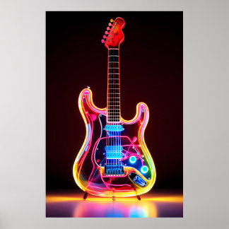 Neon Guitar Art Impressão