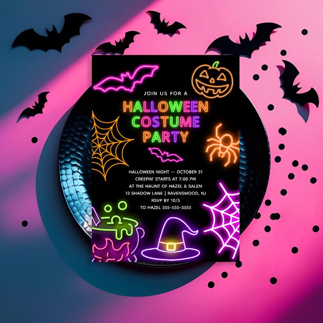 Neon Halloween Convite de festas (Criador carregado)