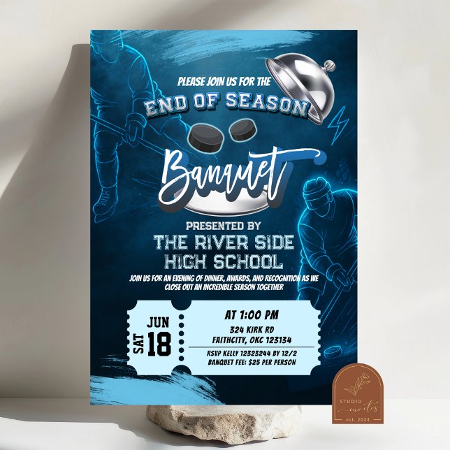 Neon Hockey End of Season Banquet Convite de festa (Criador carregado)