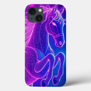 Neon Horse Outline Graphic Art - Mobile