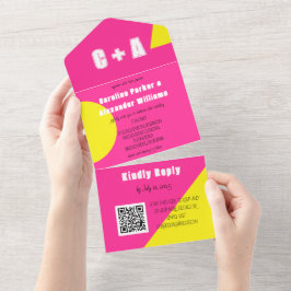 Neon Hot Pink Yellow Retro Modern Bold Elegante