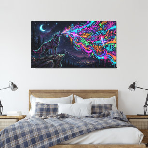 Neon Howl – Impressão em Tela de Energia Urban Wol