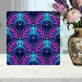 Neon Jellyfish Art Deco Fan Pink Blue