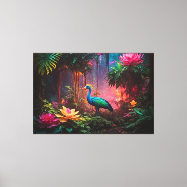 Neon Jungle Stretch Canvas Print (Frente)