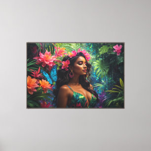 Neon Jungle Stretch Canvas Print