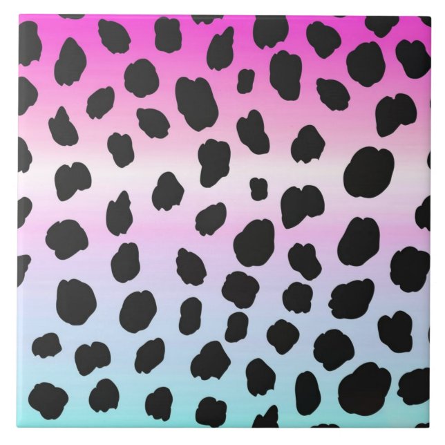 Neon leopardo arco-íris de cores moles Azulejo cer (Frente)