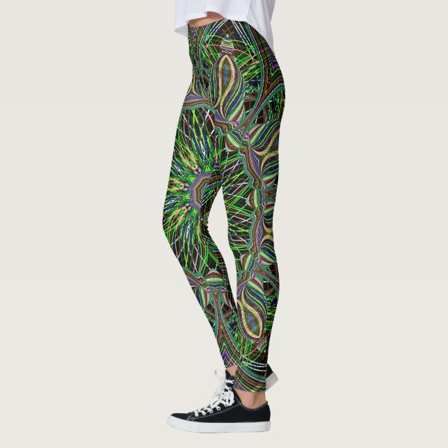 Neon Mandala Pattern Yoga Leggings (Esquerda)